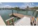 Dock with water access, ladder, and boat lift featuring water views at 4900 Brittany S Dr # 613, St Petersburg, FL 33715