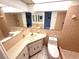 Bathroom with a large mirror, sink, toilet, and shower at 613 Sandy Hollow Rd, Tarpon Springs, FL 34689