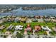 Aerial view of home with a red marker overlooking the bay at 6468 Rubia Cir, Apollo Beach, FL 33572