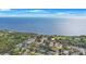 An aerial shot displays a waterfront neighborhood with lush trees and lawns, offering stunning water views at 965 S Florida Ave, Tarpon Springs, FL 34689