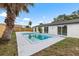 Beautiful backyard with a pool, nice lawn, and privacy fence at 9831 Scenic Dr, Port Richey, FL 34668