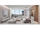 Bright living room with modern furniture, large windows, and an open floor plan at 1028 Sunset Point Rd # R4, Clearwater, FL 33755