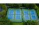 Aerial photo of fenced community tennis courts, surrounded by mature trees and green landscaping at 11641 Branch Mooring Dr, Tampa, FL 33635