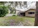 Large backyard surrounded by a privacy fence with a covered patio at 11641 Branch Mooring Dr, Tampa, FL 33635