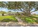 Charming single-story home featuring a beautiful brick walkway, lush lawn, mature tree, and manicured landscaping at 3966 High Bluff Dr, Largo, FL 33770