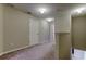 Bright carpeted upstairs hallway with neutral paint, baseboards, and overhead lighting at 4023 Wild Senna Blvd, Tampa, FL 33619