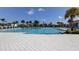 Large community pool with surrounding palm trees and plenty of sun loungers at 4023 Wild Senna Blvd, Tampa, FL 33619
