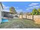 Fenced backyard featuring grass, a tiled patio, and a screened-in porch at 4309 Cedar Grove St, Holiday, FL 34691