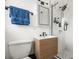 Modern bathroom featuring a stylish vanity, glass-enclosed shower, and contemporary fixtures at 9485 Treasure Ne Ln, St Petersburg, FL 33702