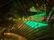 Backyard pool at night featuring landscape lighting and lush tropical foliage around the pool area at 9591 Commodore Dr, Seminole, FL 33776