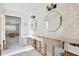 Stylish bathroom featuring double vanity, and tile flooring, ready for renovation at 1399 49Th Ne Ave, St Petersburg, FL 33703