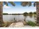 A serene lake view with an old dock offering a glimpse of the tranquil waterfront lifestyle at 18036 Java Isle Dr, Tampa, FL 33647