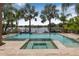 Beautiful pool and spa with lake views, surrounded by lush landscaping at 18036 Java Isle Dr, Tampa, FL 33647