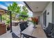 View of the patio, complete with outdoor seating, and hot tub underneath a gazebo at 18504 Country Crest Pl, Tampa, FL 33647