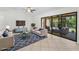 Bright living room with tile floors, neutral furniture, and sliding glass doors to the outside at 3041 Oak View Dr, Palm Harbor, FL 34684