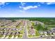 An aerial view of a well-maintained home in a neatly planned neighborhood with lush greenery at 36312 Garden Wall Way, Zephyrhills, FL 33541