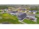 An aerial shot of residential houses in a neighborhood showing lawns and the suburban layout at 9577 Sandy Bluffs Cir, Parrish, FL 34219