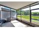 Relaxing screened patio with seating area, offering serene views of the lush, green pond at 10217 Westpark Preserve Blvd, Tampa, FL 33625