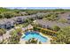 Aerial view of the community pool with palm trees and residential buildings at 10217 Westpark Preserve Blvd, Tampa, FL 33625