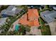 Aerial view of private backyard pool, and terracotta roof at 1427 40Th Ne Ave, St Petersburg, FL 33703
