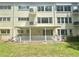 Rear view of the condo building with covered patio and well-maintained yard at 2262 Swedish Dr # 6, Clearwater, FL 33763