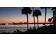 Scenic waterfront view featuring palm trees silhouetted against a vibrant sunset, capturing the essence of coastal living at 4725 Cove Circle # 908, St Petersburg, FL 33708