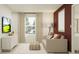 Cozy living room with a sofa, TV, neutral decor, and natural light at 5615 Red Kite Dr, Wimauma, FL 33598