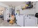 Functional laundry room with washer, dryer, water heater and ample shelving space for storage at 642 14Th S Ave, St Petersburg, FL 33701