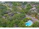 Aerial view of a community pool surrounded by mature trees and well-maintained landscaping at 802 Antler Ct, Brandon, FL 33511