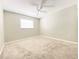 Bright bedroom with neutral paint, carpeted flooring, ceiling fan, and large window bringing in natural light at 8630 134Th St, Seminole, FL 33776