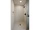 Modern walk-in shower with marble-look tile, sleek fixtures, and a built-in niche at 8630 134Th St, Seminole, FL 33776
