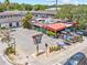 Aerial view showcasing the Whistle Stop Grill & Bar and the outdoor patio area at 1005 Main St, Safety Harbor, FL 34695