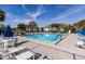 Large community swimming pool with chairs and umbrellas surrounded by lush landscaping at 1109 Pine Ridge W Cir # C1, Tarpon Springs, FL 34688