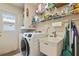 Laundry room featuring a washing machine, sink, and storage shelves at 11125 117Th St, Seminole, FL 33778