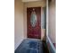 Elegant front door featuring decorative glass and a sidelight at 1281 Amberlea E Dr, Dunedin, FL 34698