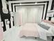 Chic bedroom features black-and-white stripes, a pink bed, and natural light at 13400 10Th St, Dade City, FL 33525