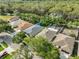 Aerial view showcasing the home's location in a neighborhood with lush greenery and mature trees at 13750 Fareham Rd, Odessa, FL 33556