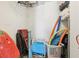Storage closet with beach chairs, pool noodles, and inflatable toys at 14401 Gulf Blvd # 106, Madeira Beach, FL 33708