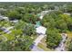 Overhead view of a property with a sparkling pool, lush trees, and a charming, well-maintained home at 1817 West Dr, Clearwater, FL 33755
