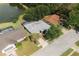 An aerial perspective of a beautiful home, highlighting its inviting pool and lush backyard, creating a private oasis at 1949 Tampa Bay Dr, Wesley Chapel, FL 33543