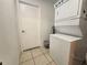 Compact laundry area features stacked washer and dryer for space-saving convenience at 3509 Oak Lake Dr, Palm Harbor, FL 34684