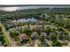 Aerial view of neighborhood with a beautiful lake and mature trees in a peaceful, picturesque setting at 4530 Roanoak Way, Palm Harbor, FL 34685