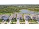 An aerial view of homes, showcasing their community layout and landscaping at 5411 Thistle Field Ct, Wesley Chapel, FL 33545