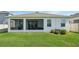 Enjoy the home's exterior featuring a covered patio and fenced backyard at 5411 Thistle Field Ct, Wesley Chapel, FL 33545
