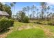 View of the expansive backyard and treeline, showing partial screened lanai at 9047 Quail Creek Dr, Tampa, FL 33647