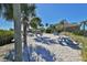Charming picnic area with wooden tables nestled among palm trees, perfect for outdoor gatherings at 920 Symphony Isles Blvd, Apollo Beach, FL 33572
