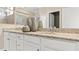 Bathroom featuring a white sink with a granite countertop, cabinet, and neutral decor at 15107 Oxford Grey Dr, Bradenton, FL 34211
