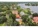 Aerial view of waterfront homes with tile roofs and lush greenery at 2227 Brevard Ne Rd, St Petersburg, FL 33704