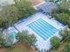An aerial view of the community pool that includes a lap pool and leisure pool at 3821 Turkey Oak Dr, Valrico, FL 33596