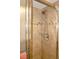 Walk-in shower featuring neutral tile work with accents, a rainfall shower head and built in shelving at 4324 Tahitian Gardens Cir # J, Holiday, FL 34691